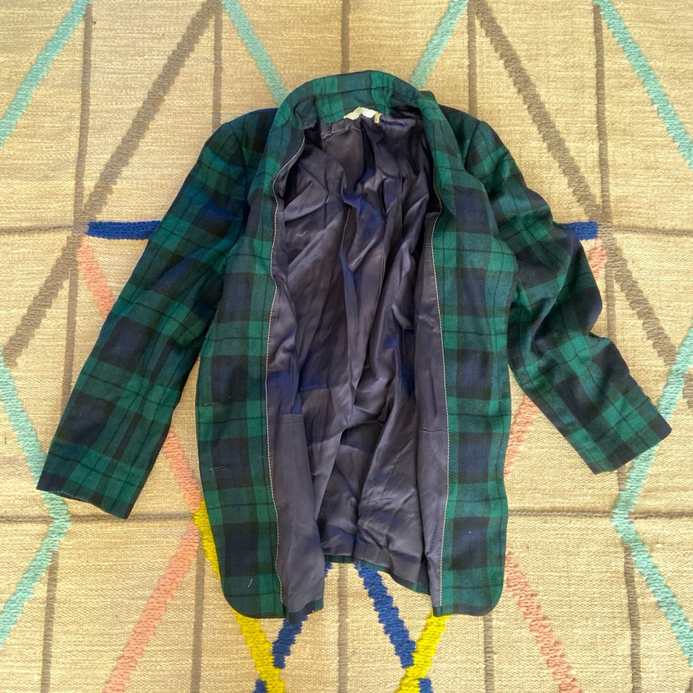 vintage green plaid oversized wool blazer - Picture 2 of 3